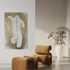 Classical Beige Resin with Bronze Accents Textured Painting