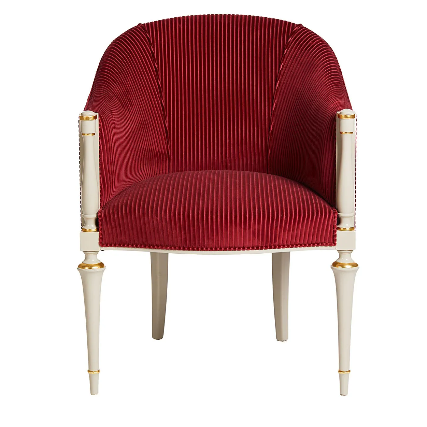 Classic-Style White & Burgundy Armchair