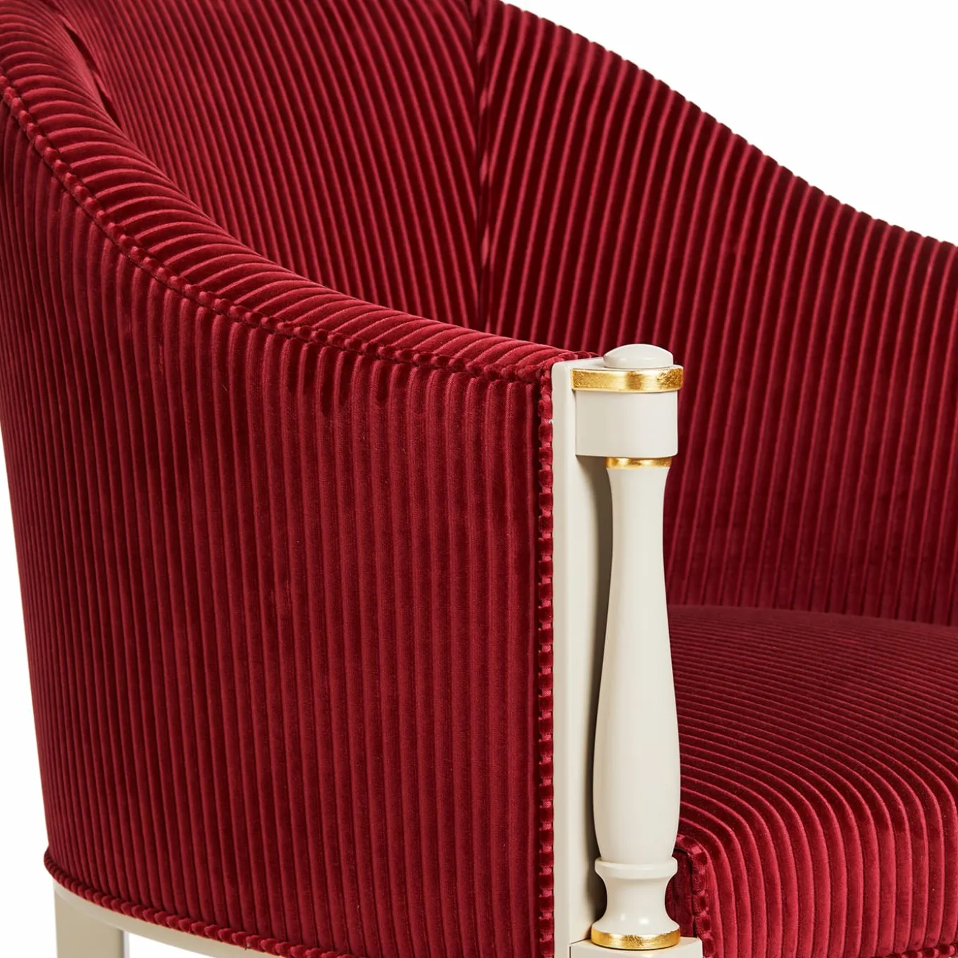 Classic-Style White & Burgundy Armchair