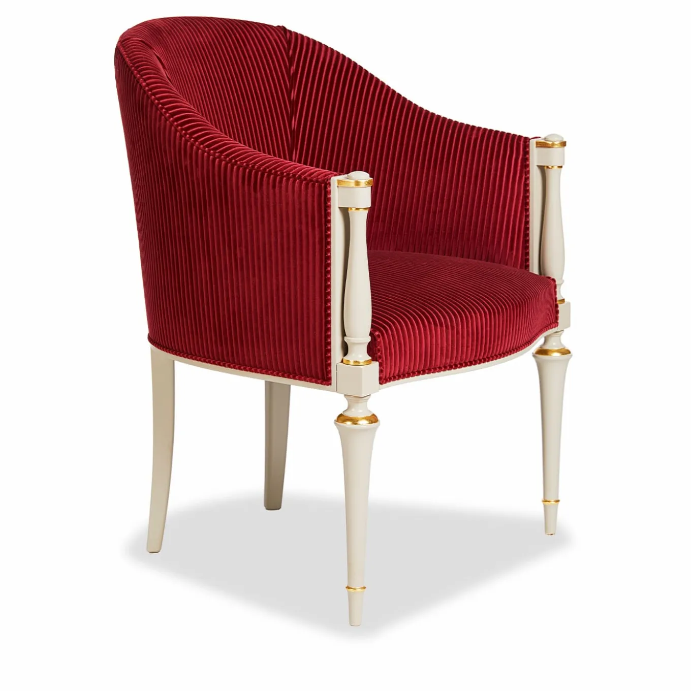 Classic-Style White & Burgundy Armchair