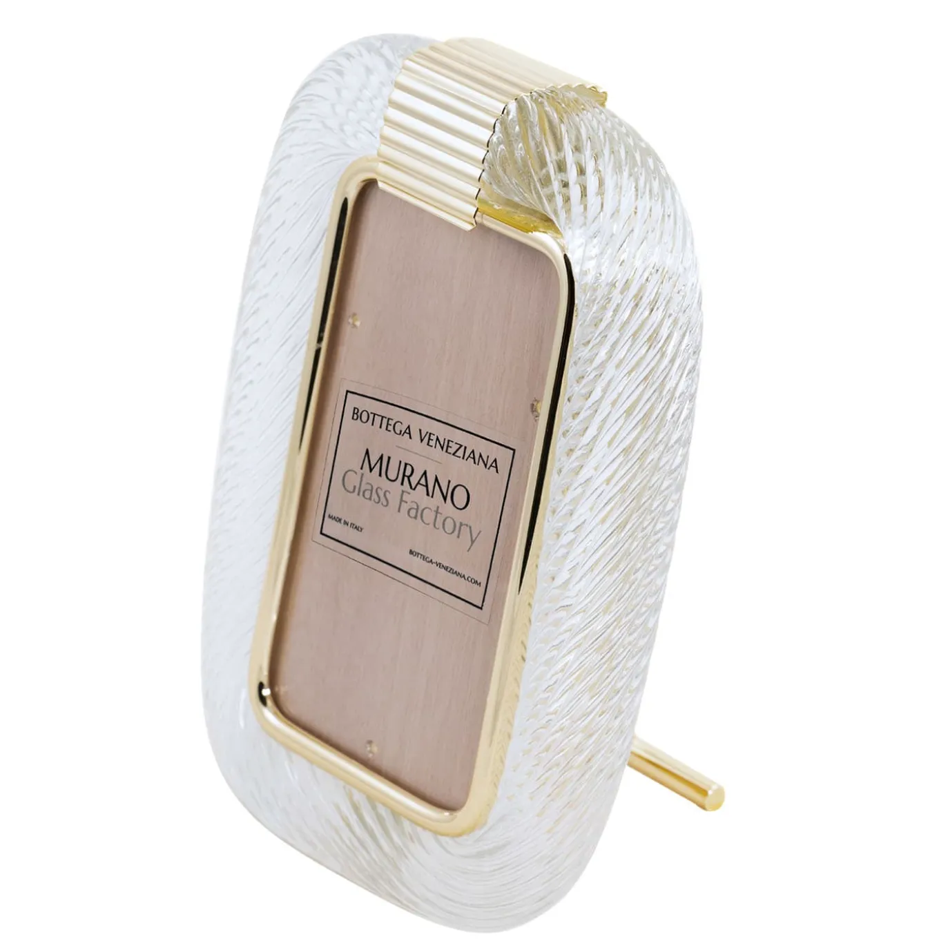 Clear Crystal Twisted Glass with Glossy Brass Structure Frame