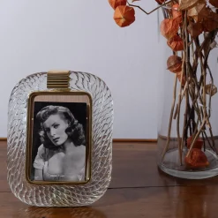 Clear Crystal Twisted Glass with Glossy Brass Structure Frame