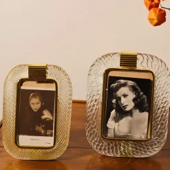 Clear Crystal Twisted Glass with Glossy Brass Structure Frame