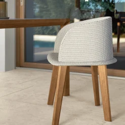 Cleo Beige Accoya Wood Tub Chair by Marco Acerbis