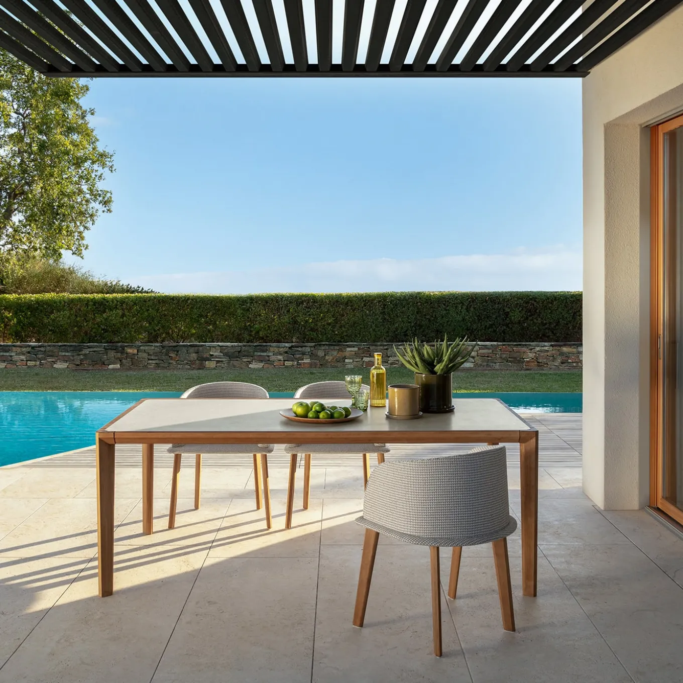 Cleo Beige Accoya Wood Tub Chair by Marco Acerbis