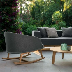 Cleo Gray Teak Wood 3-Seat Sofa