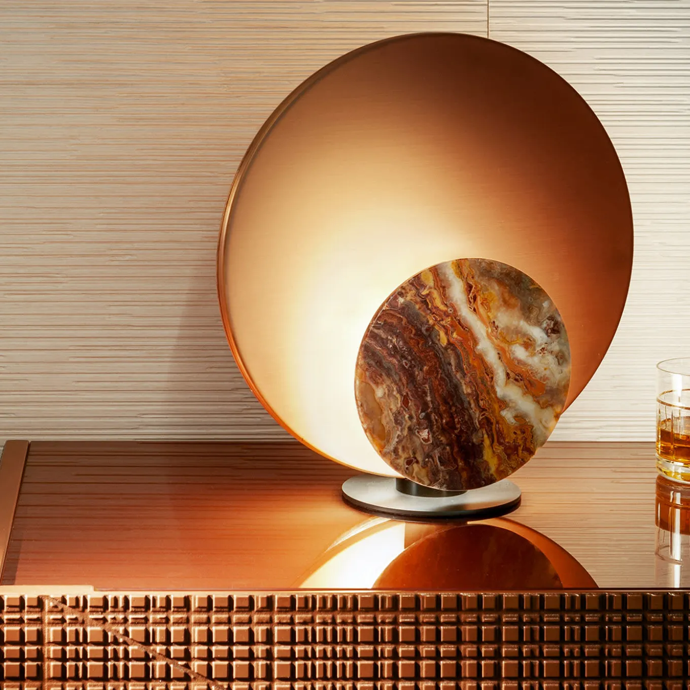 Clis Satin Copper and Purple Onyx Table Lamp