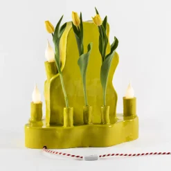 Clouds Yellow Ceramic Table Mirror with Light by Onka Allmayer-Beck