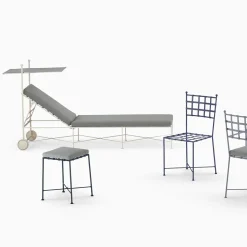 Club Blue Wrought Iron Chair