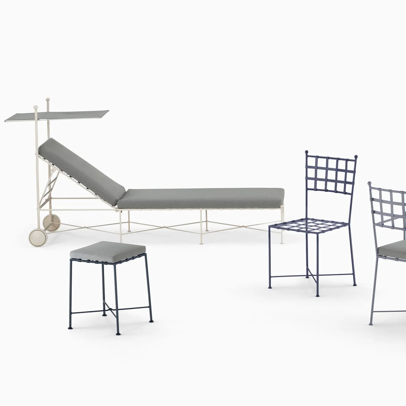 Club Blue Wrought Iron Chair