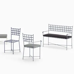 Club Blue Wrought Iron Chair