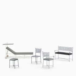 Club Blue Wrought Iron Stool