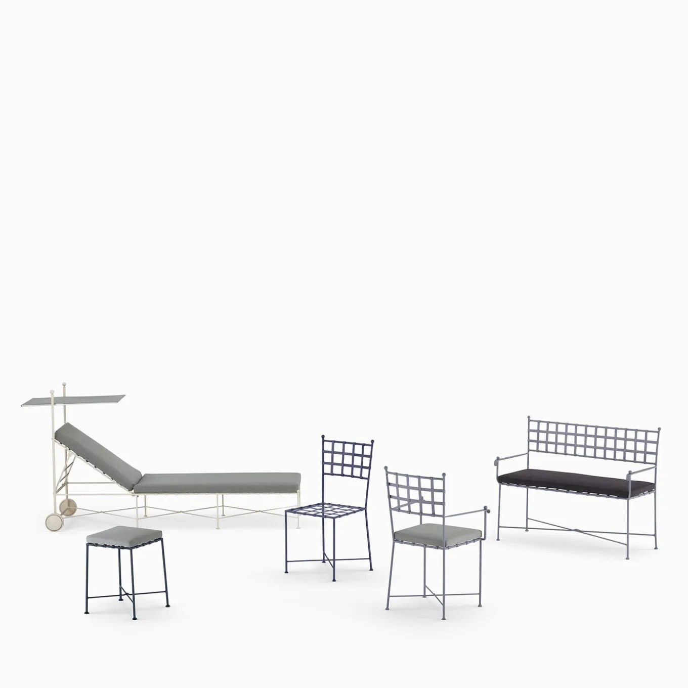 Club Blue Wrought Iron Stool