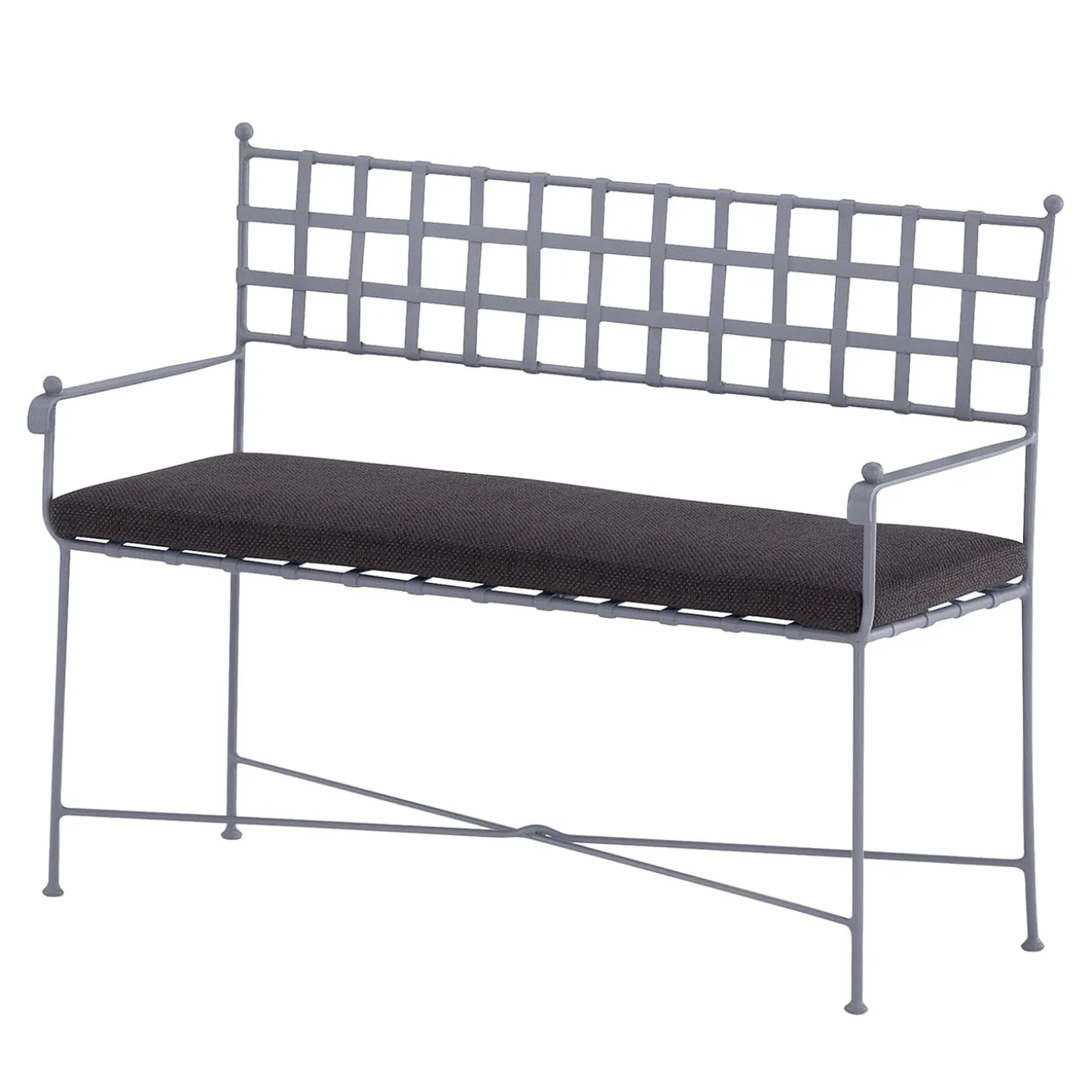 Club Slate-Blue Wrought Iron Bench