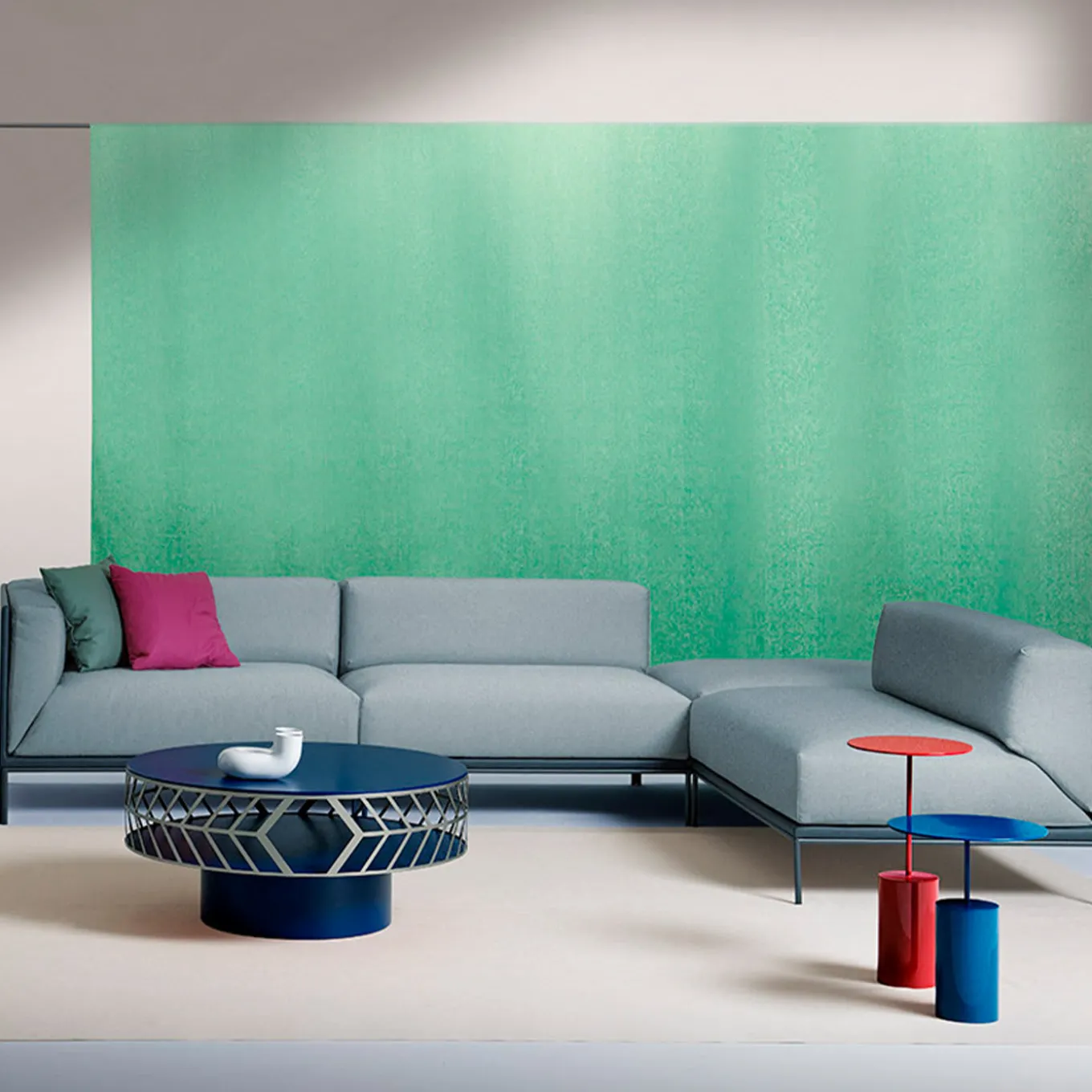 Cocktail Low Blue Side Table by Angeletti Ruzza