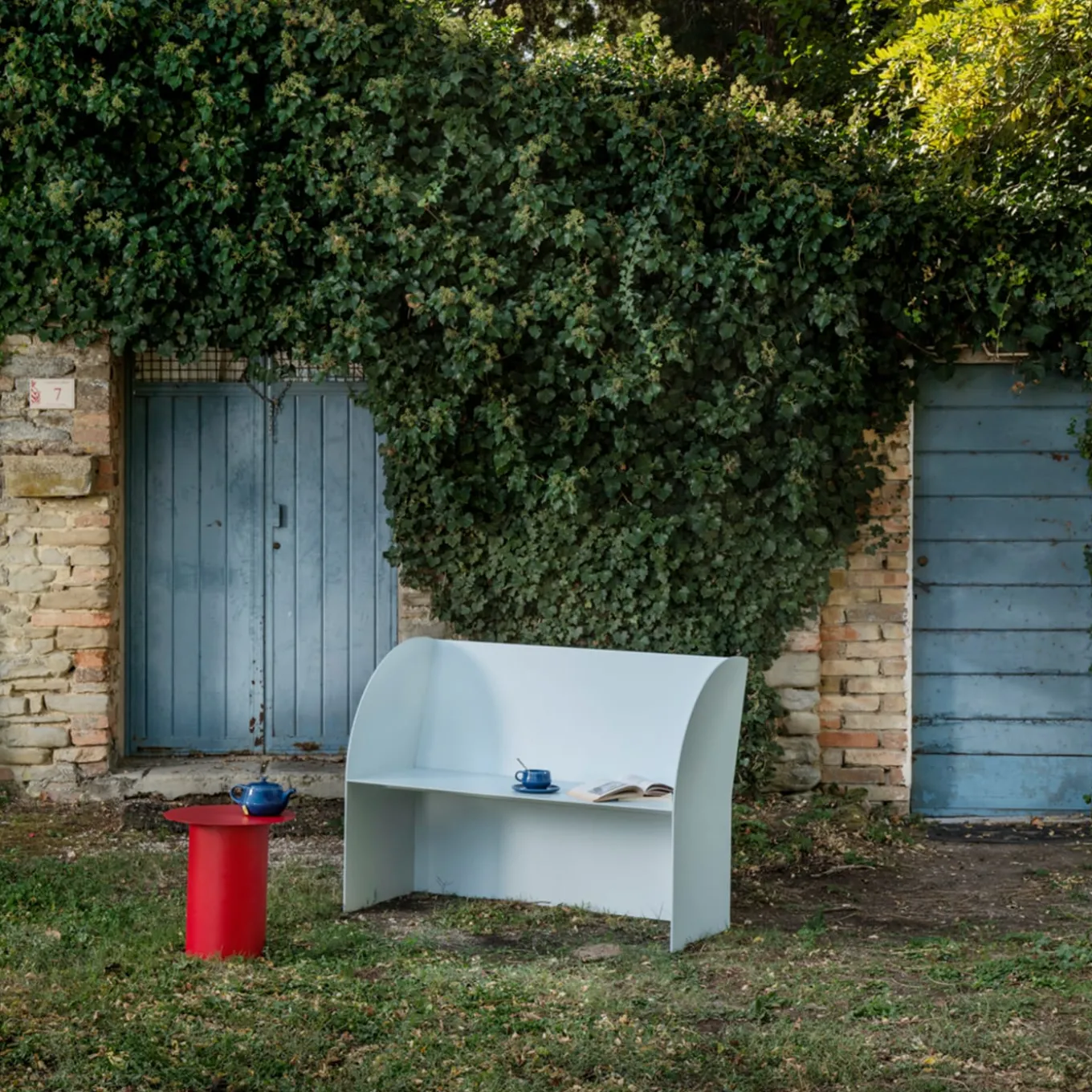 Coimbra 02 Light Blue Aluminum Outdoor Bench