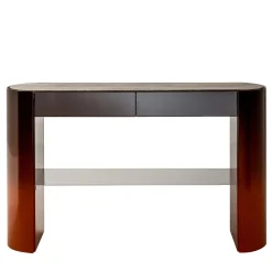 Collectionist Console With Top in Gray Travertine Marble