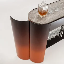 Collectionist Console With Top in Gray Travertine Marble