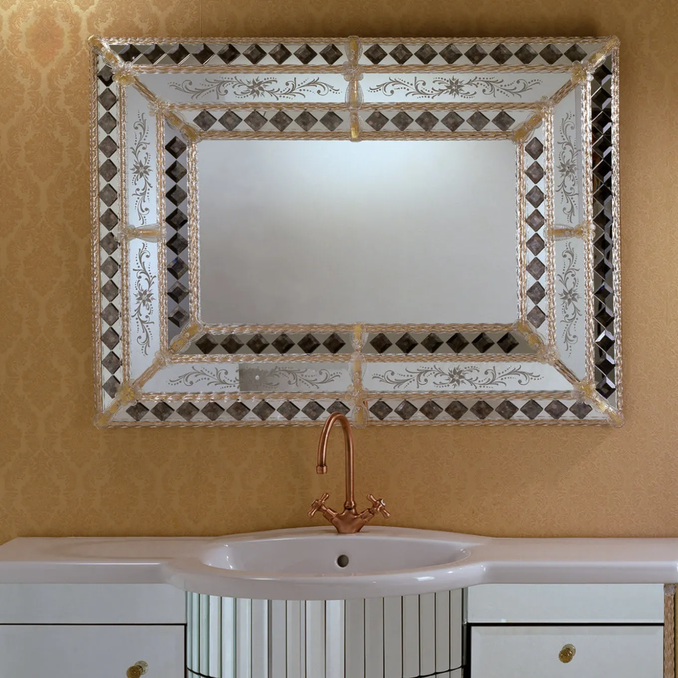 Colleoni Rectangular Murano Glass Mirror