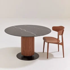 Colonna 840 Walnut Table with Marquinia Black Marble Top