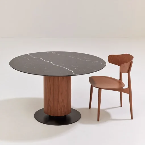 Colonna 840 Walnut Table with Marquinia Black Marble Top