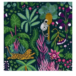 Colorful Tropical Dark Jungle Wallpaper