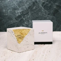 Colpo Da Maestro Ostuni Gold Leaf Travertine Cubic Sculpture