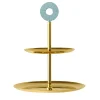 Cometa 2 Azure & Gold 2-Tier Cake Stand