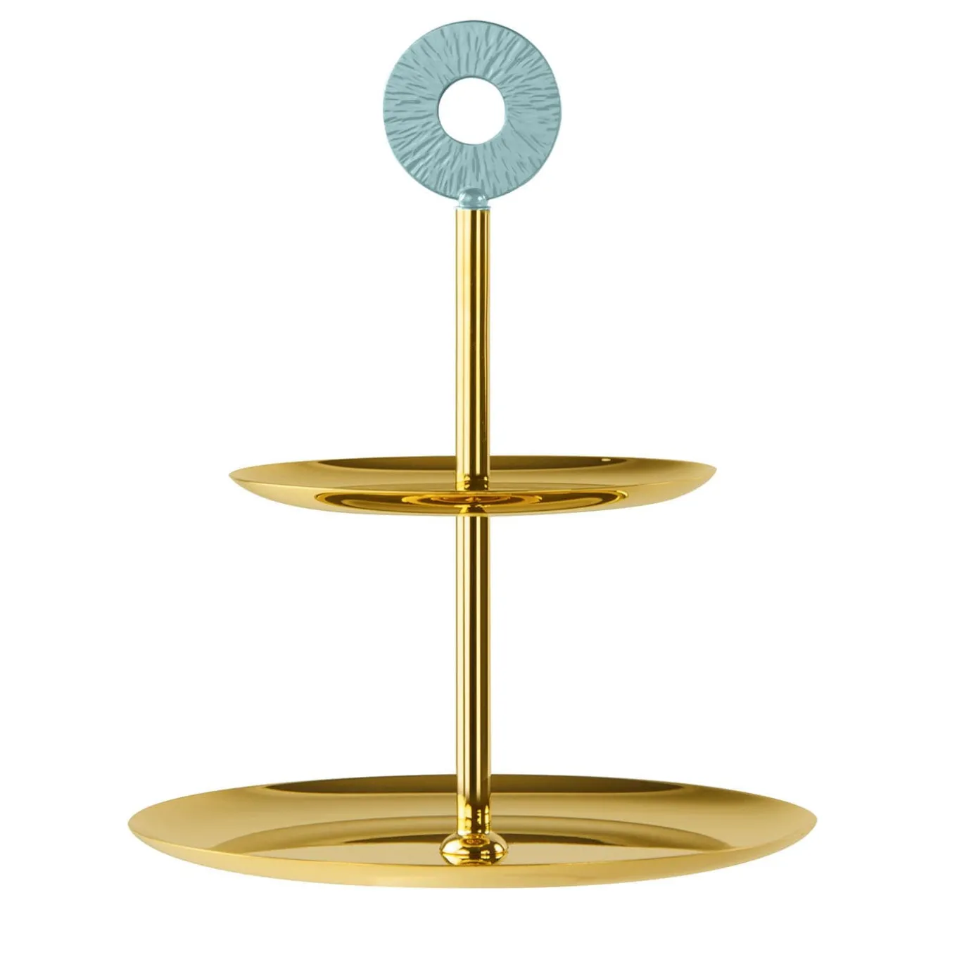 Cometa 2 Azure & Gold 2-Tier Cake Stand