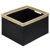 Como Large Rectangular Basket in Black Leather