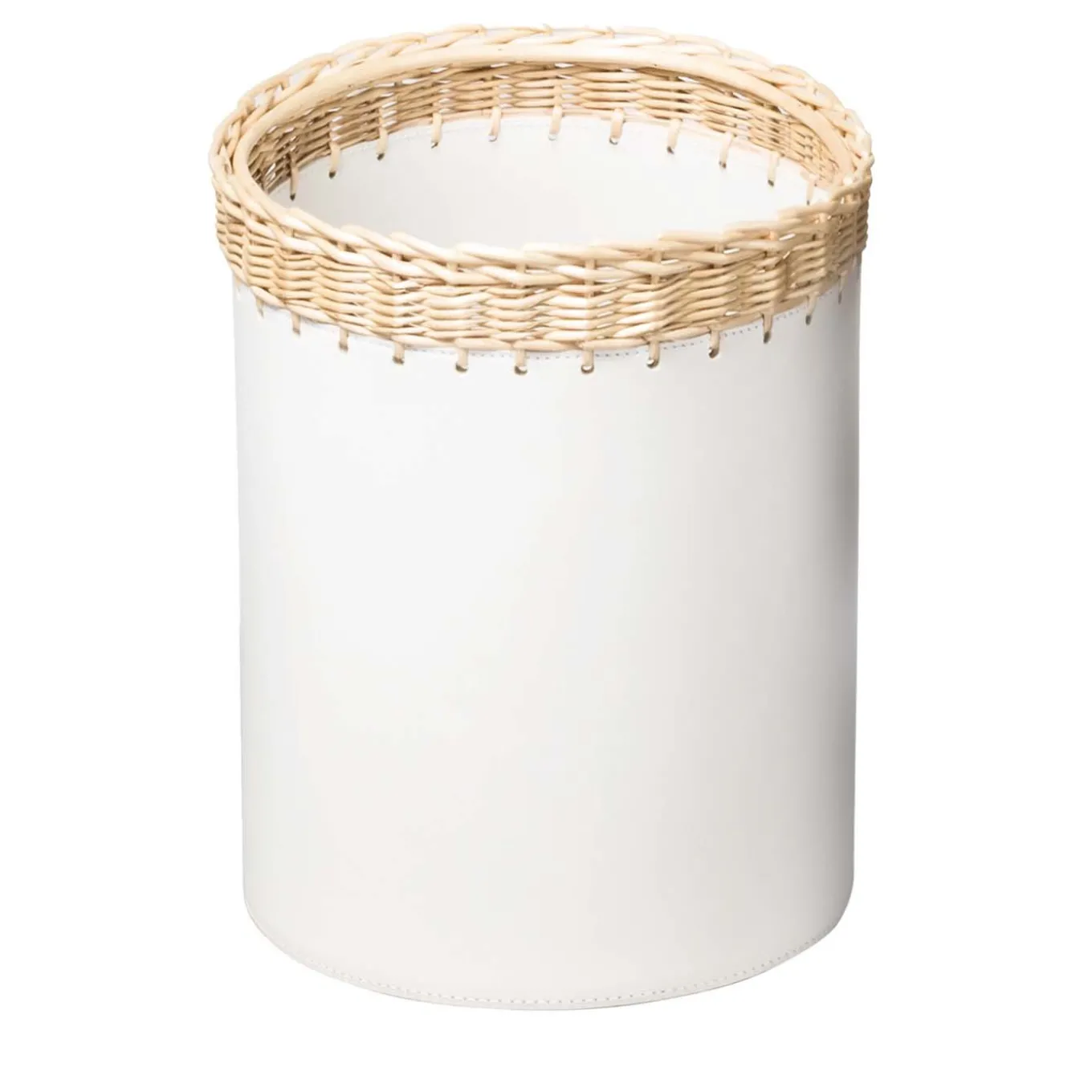 Como Round Bin in White Leather