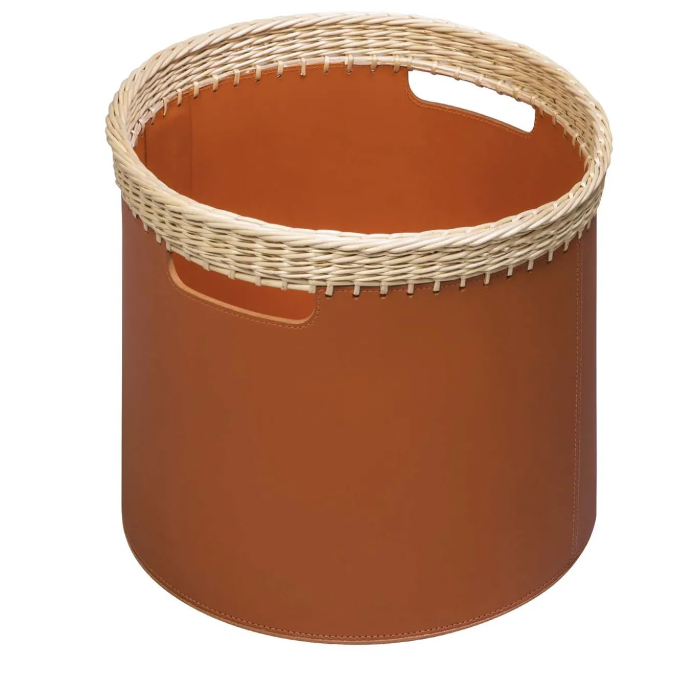 Como Small Round Basket in Cognac Leather