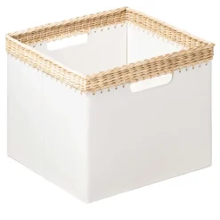 Como Small Square Basket in White Leather