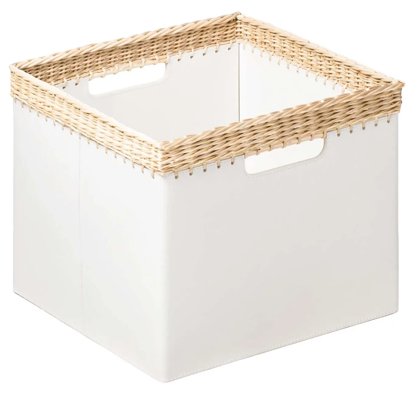 Como Small Square Basket in White Leather