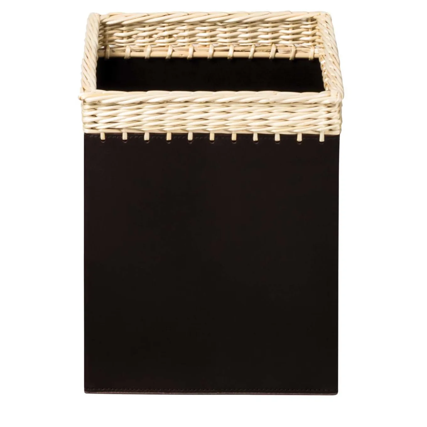 Como Square Bin in Black Leather