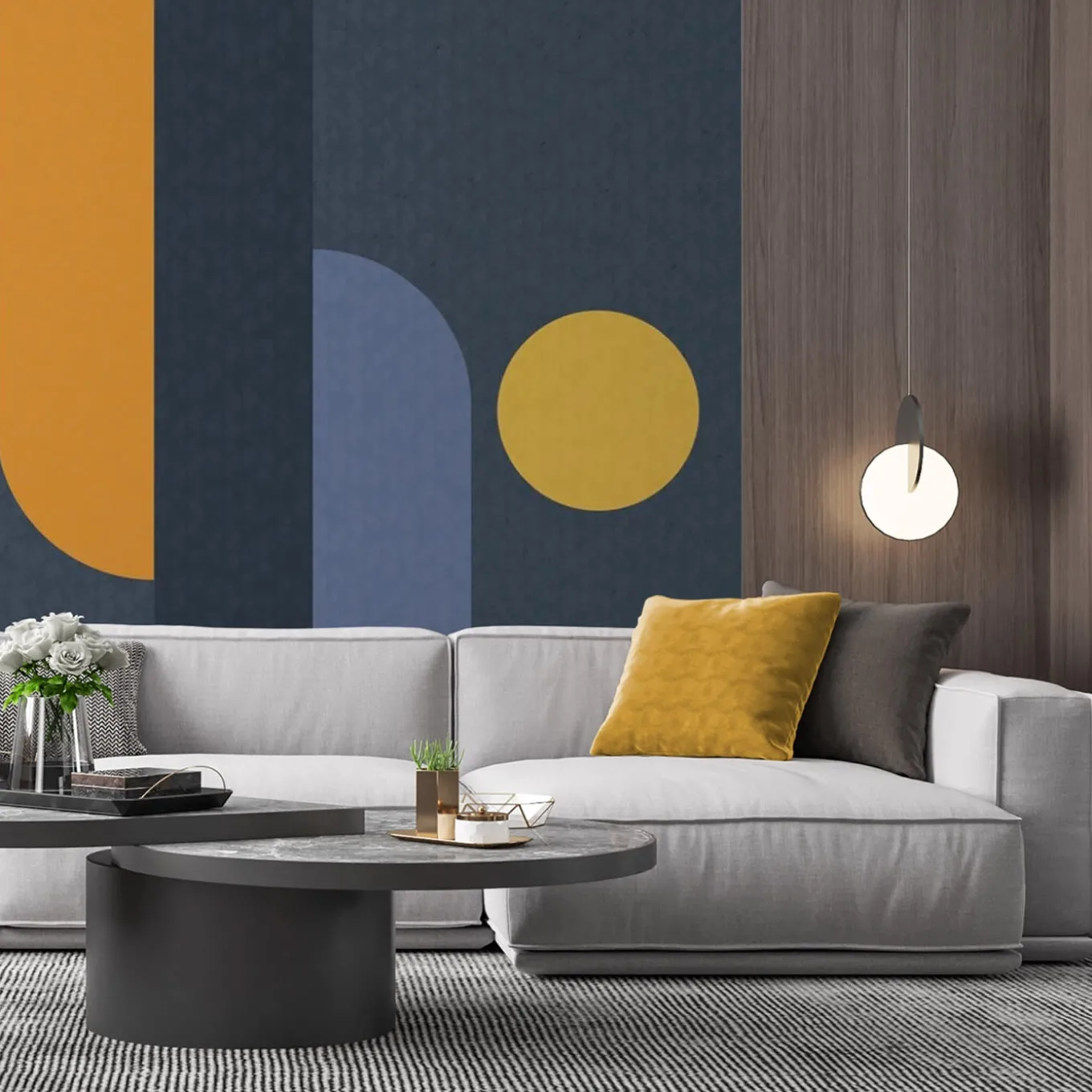 Composition Blue Bhaus 100 Wallpaper