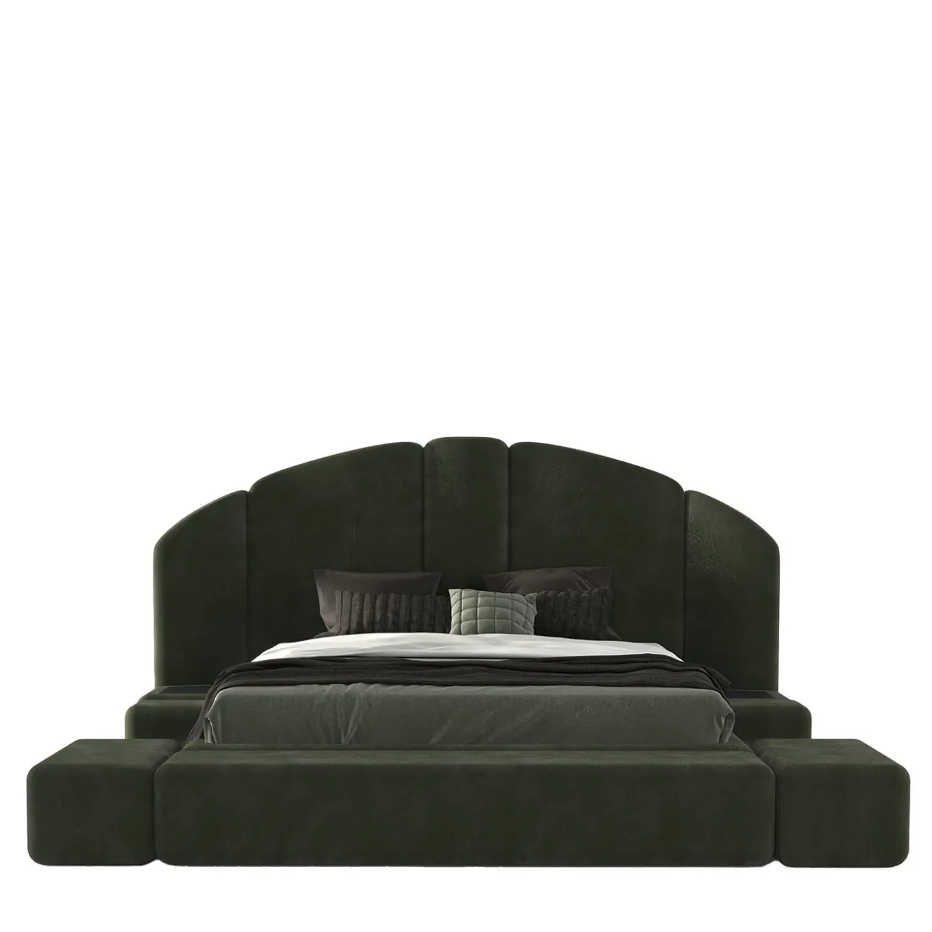 Concept 01 Modular Upholstered Green Bed