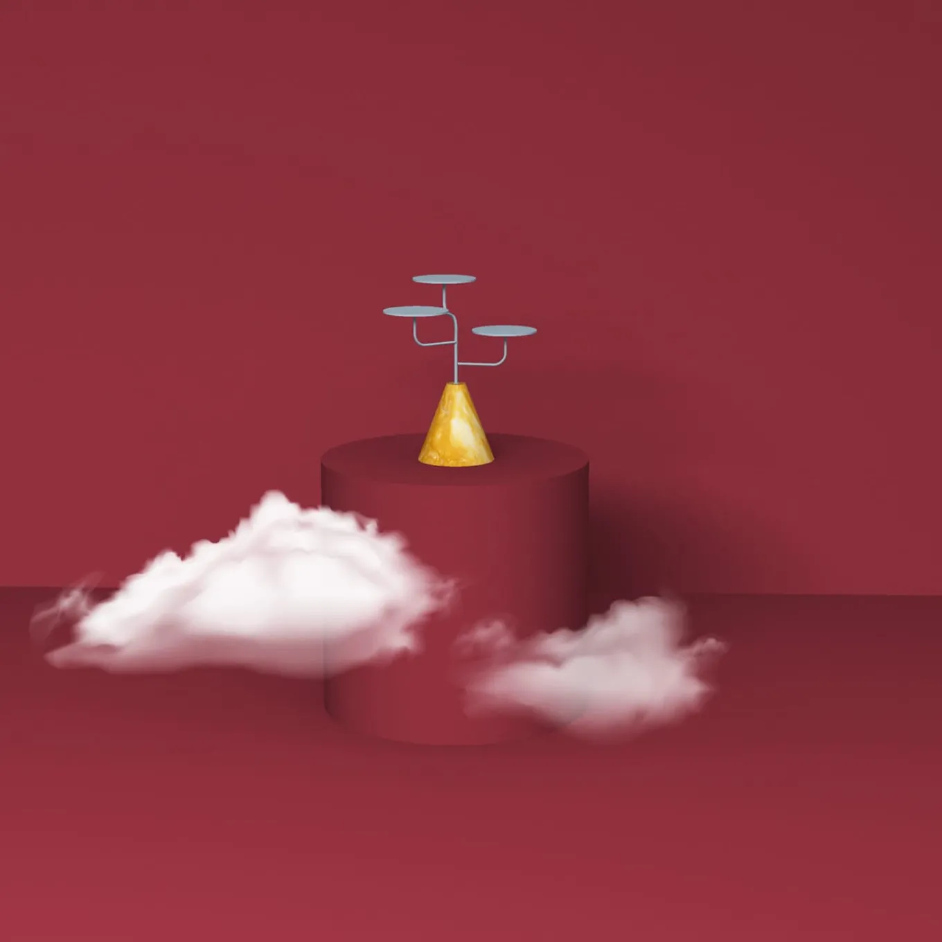 Condiviso 3-Tier Anthracite/White Carrara Serving Stand