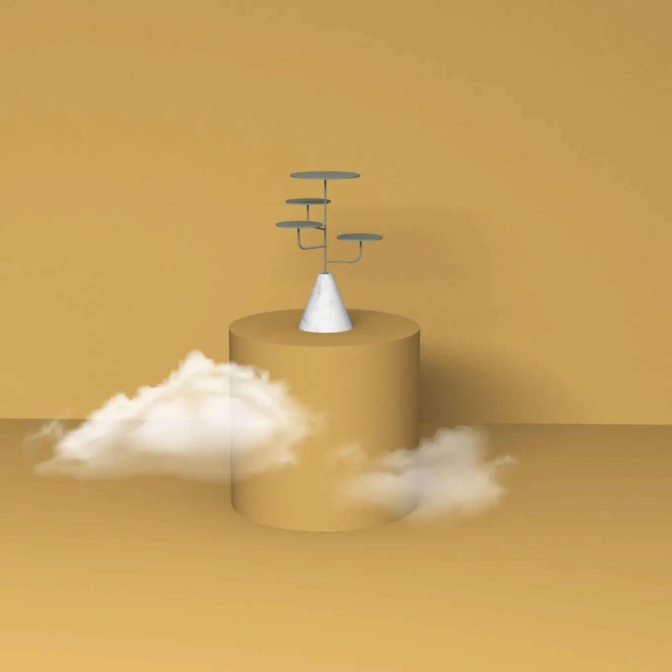 Condiviso 4-Tier Anthracite/White Carrara Serving Stand