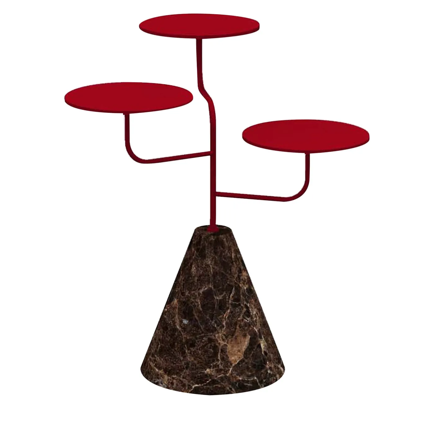 Condiviso 3-Tier Ruby Red/Emperador Dark Serving Stand