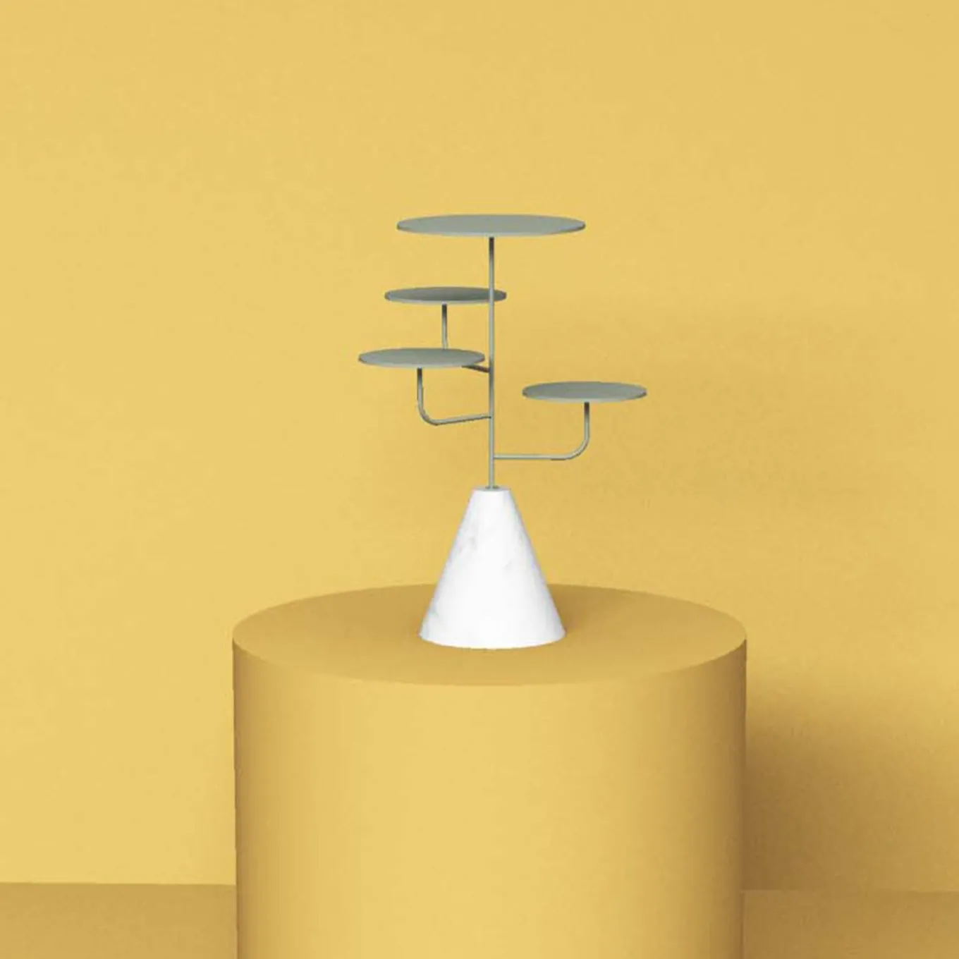 Condiviso 4-Tier Sage Green/White Carrara Serving Stand