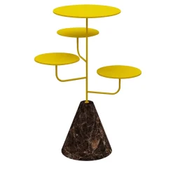 Condiviso 4-Tier Yellow/Emperador Dark Serving Stand