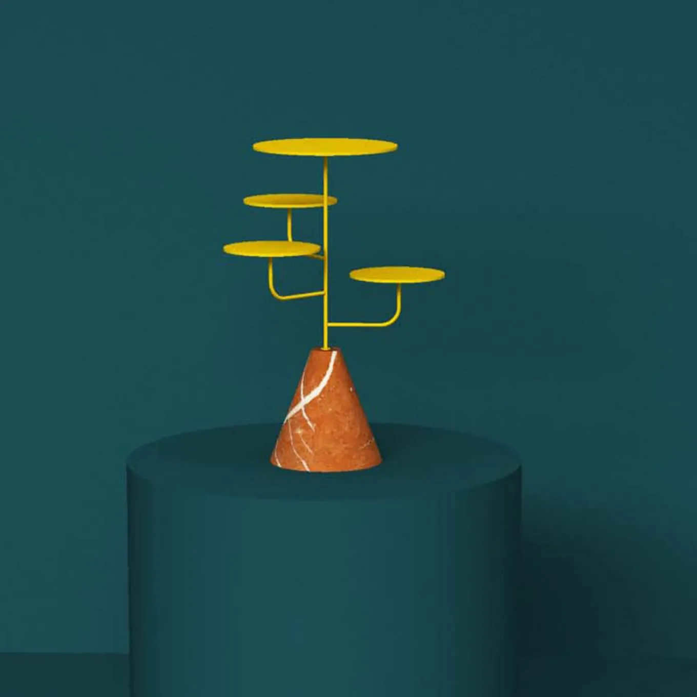 Condiviso 4-Tier Yellow/Red Alicante Serving Stand