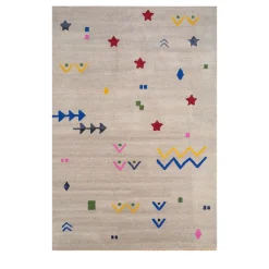 Confetti Creamy White Inky Sea Hand Tufted Rug