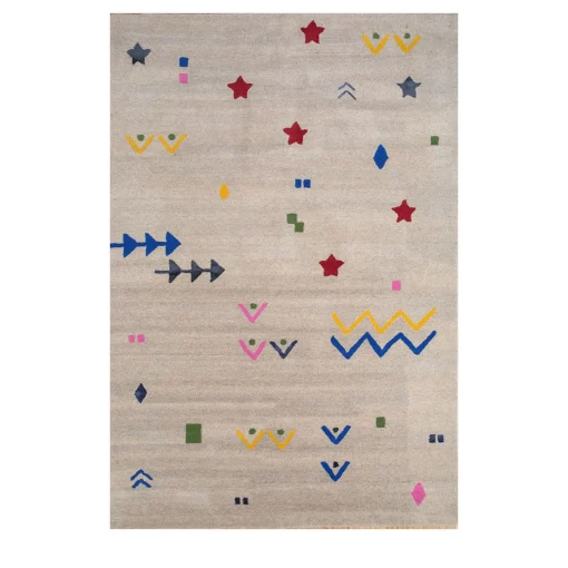 Confetti Creamy White Inky Sea Hand Tufted Rug