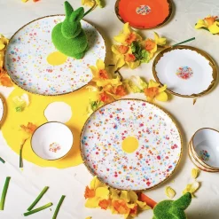 Confetti Set of 2 Dessert Plates with Crackled Rim