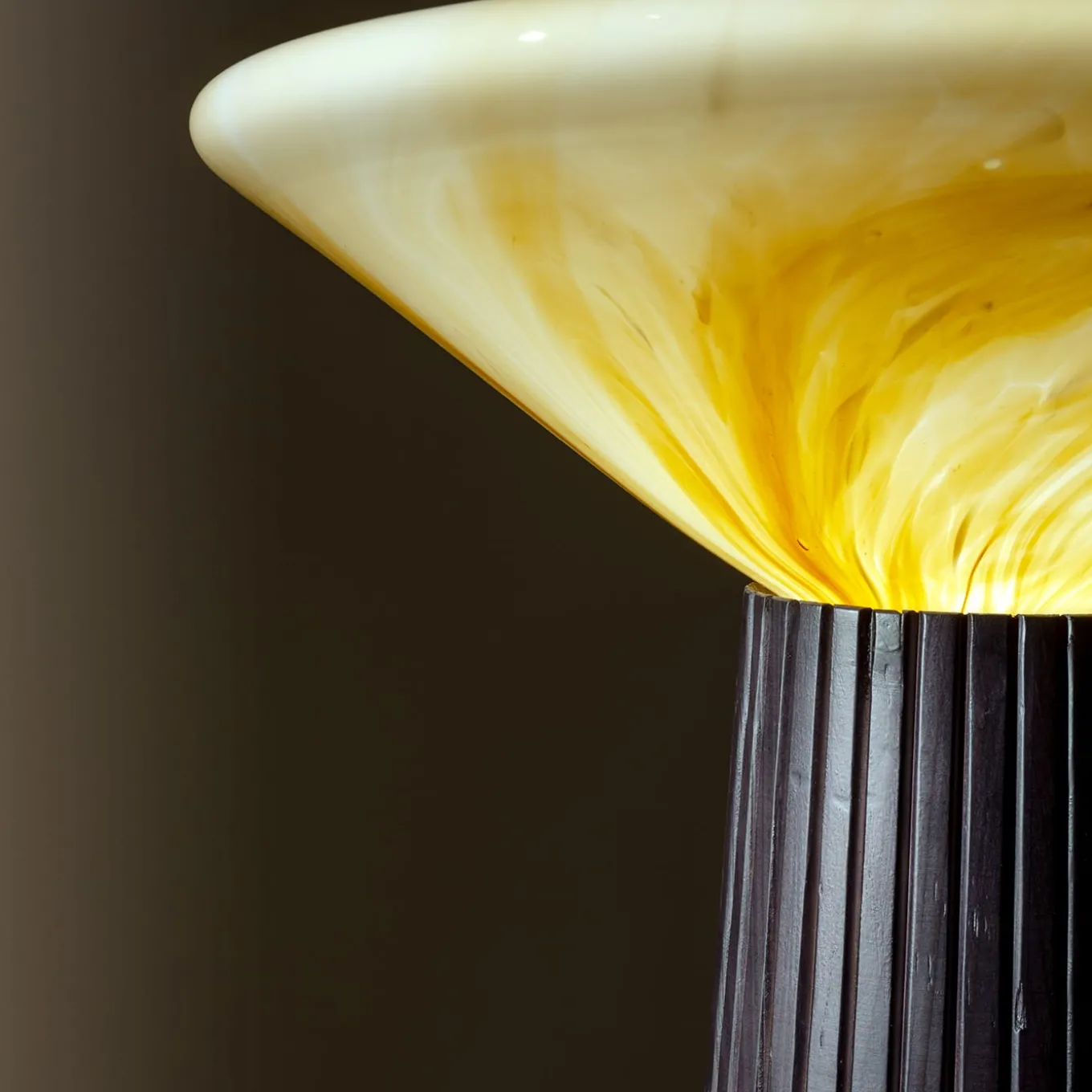 Cono da Terra Black Wood and Murano Glass Floor Lamp
