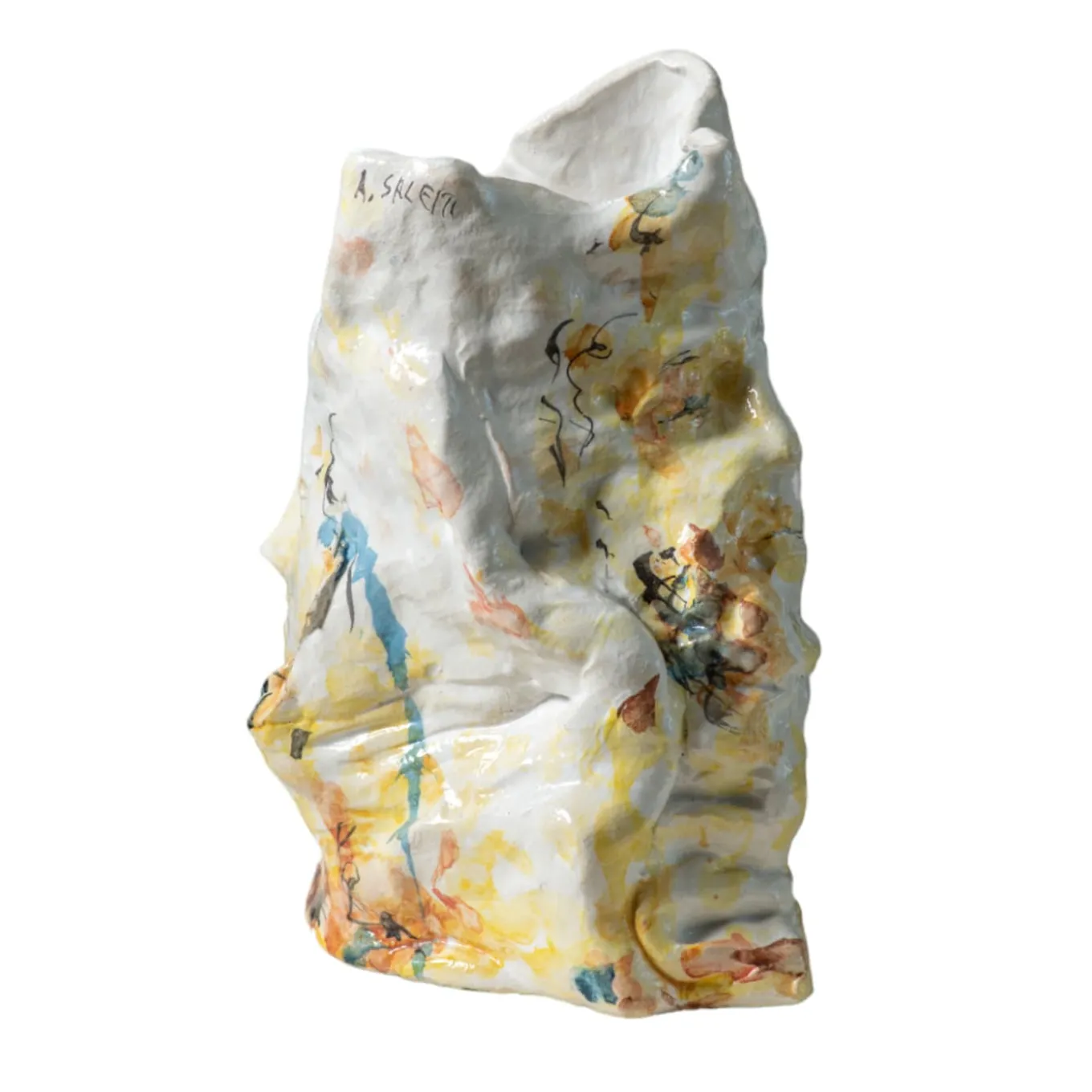 Contemporaneamente Polychrome Ceramic Sculpture Vase