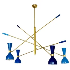 Contrappeso Chandelier, 4 hues of blue "Quadriennale"