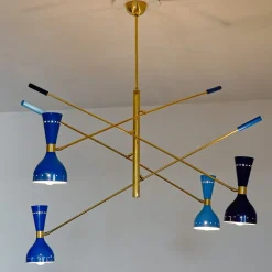 Contrappeso Chandelier, 4 hues of blue "Quadriennale"